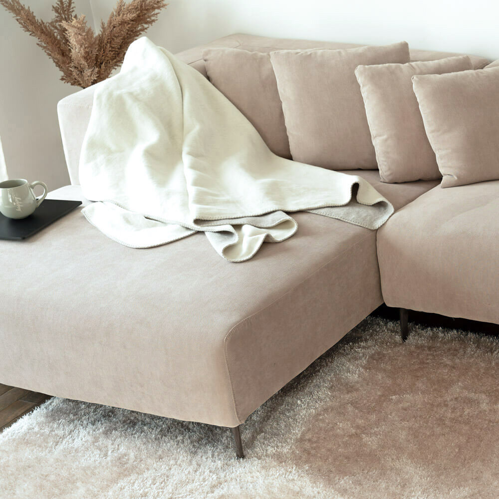 HOME DELUXE Hoekbank met Chaise Longue Rechts - Webstof - Beige