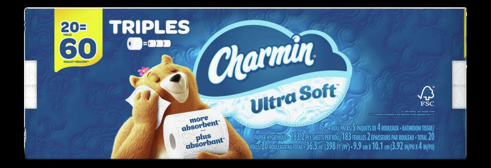 Charmin Ultra-Soft Double Roll Toilet Paper, 2-ply Tissue, 20-pk