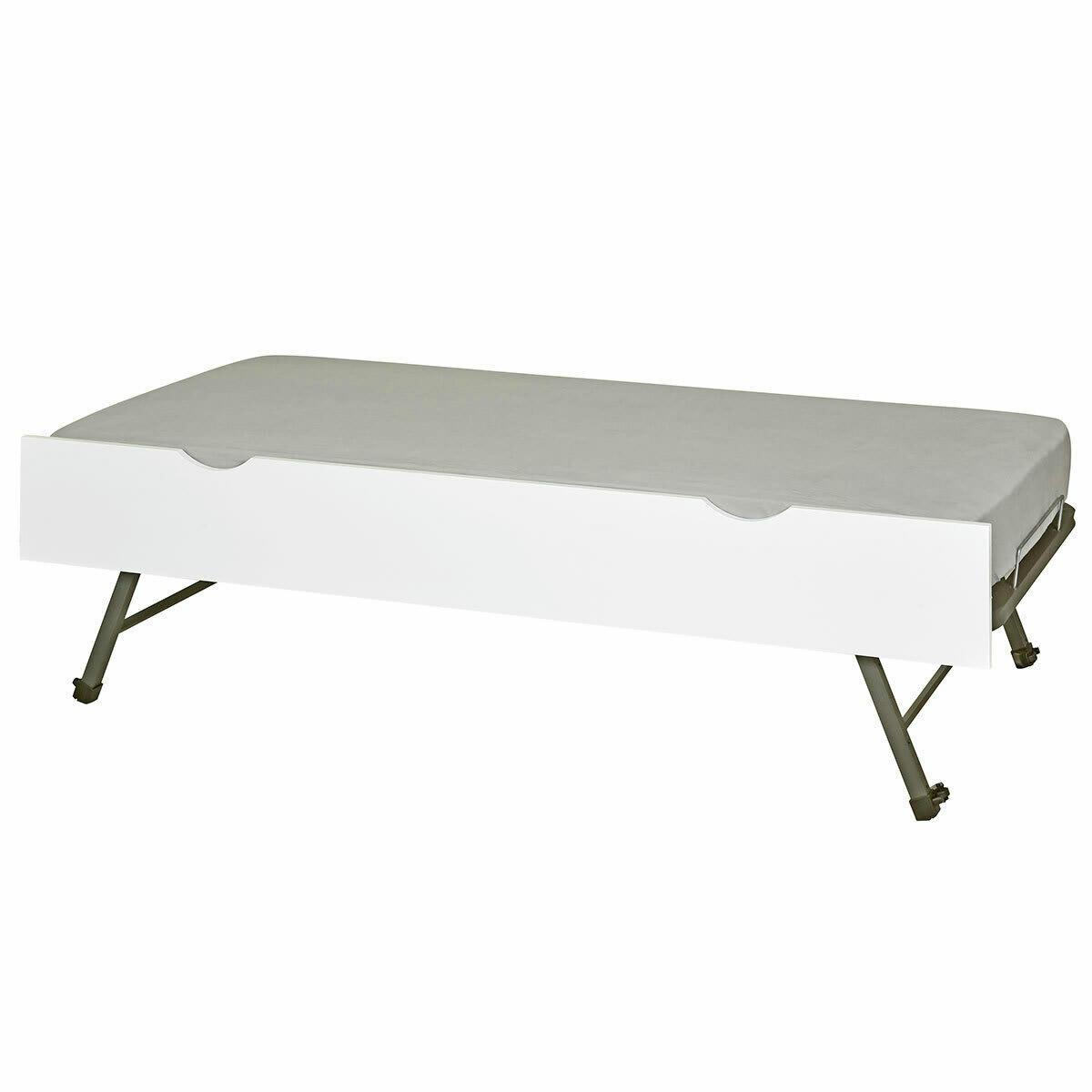 MAKURIA - Sommier gigogne avec façade 2 mains 90x200 cm bois massif blanc