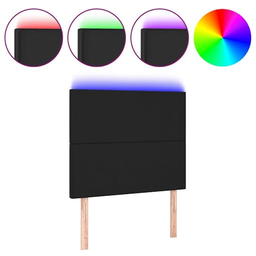 NNEVL LED Headboard Black 80x5x118/128 cm Faux Leather