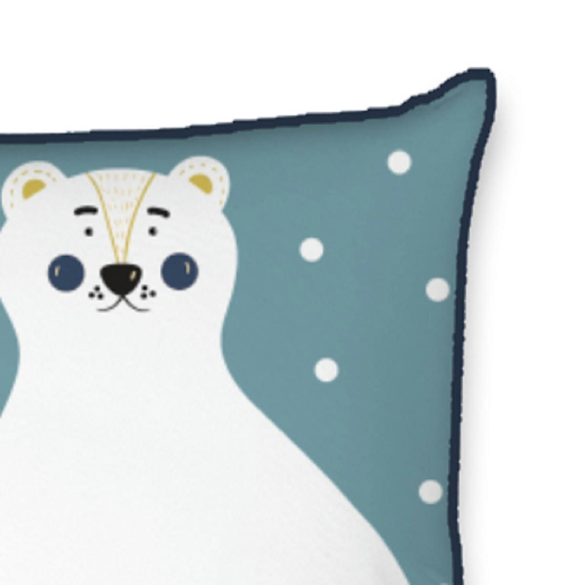 KIDS - Coussin coton bleu avec ours blanc 40x40cm