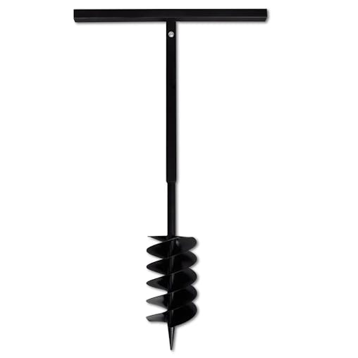 NNEVL Ground Drill with Handle Auger Bit 150 mm Three Spirals Steel Black