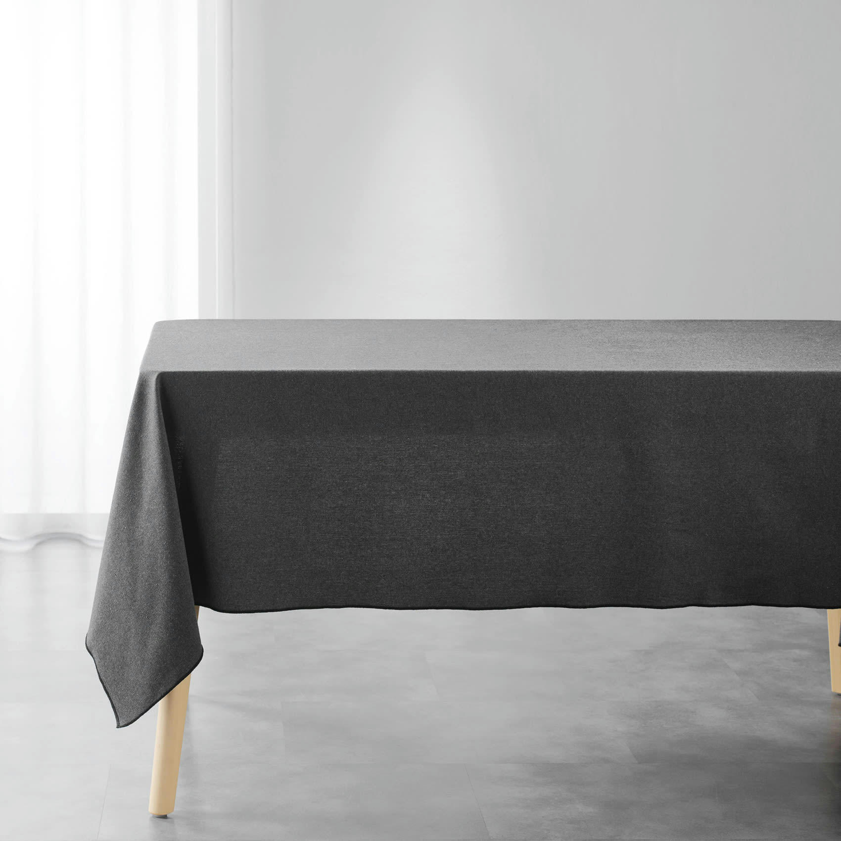 - Nappe bourdonnée en coton recyclé gris anthracite 140x240 cm