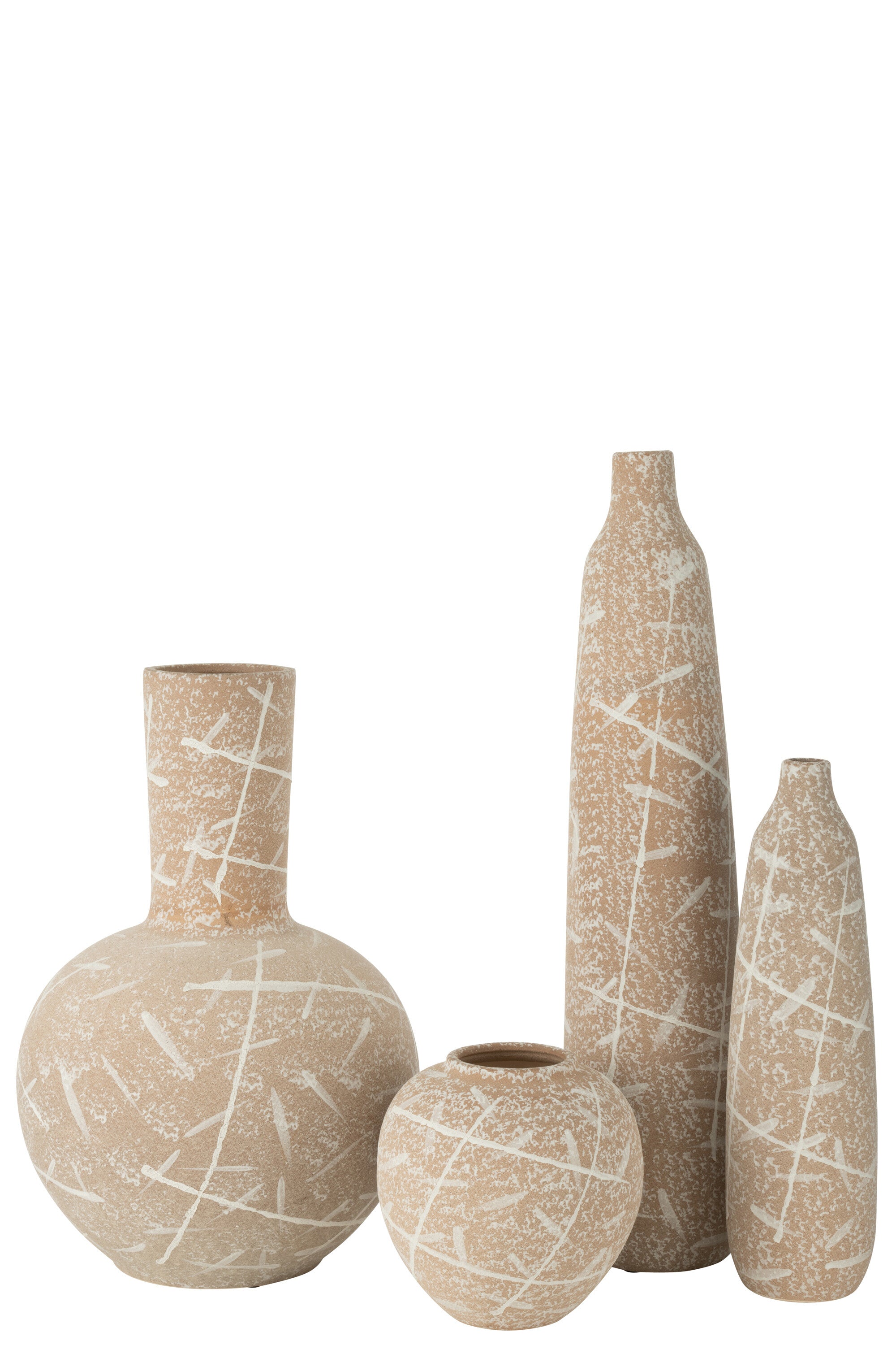 J-Line vaas Dune Bol - keramiek - beige/wit - Ø 34 cm