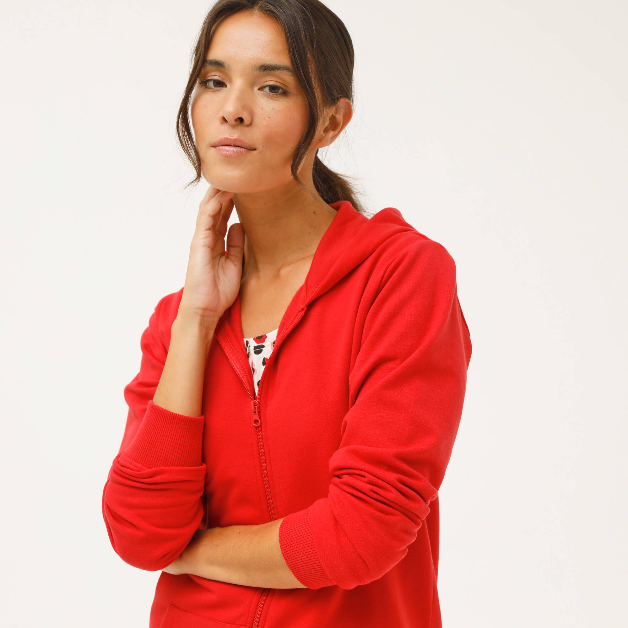 Veste zippée à capuche, molleton gratté