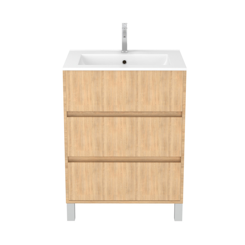 Meuble sous-plan Atos avec 3 tiroirs chêne clair 60 cm AURLANE