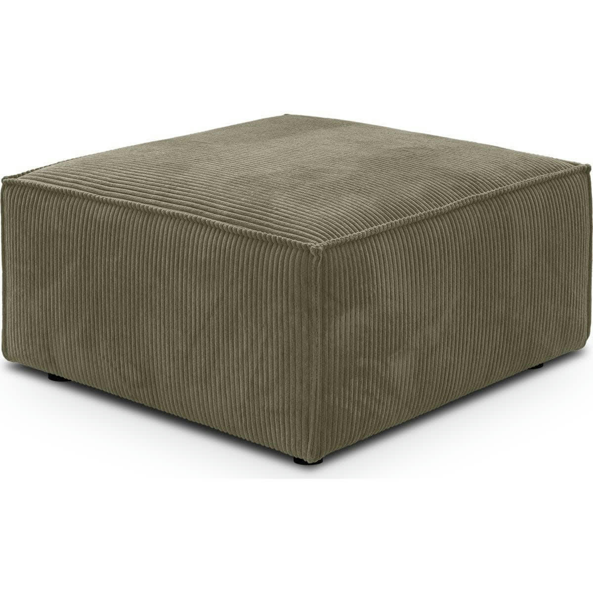 HARPER - Pouf en velours côtelé vert kaki