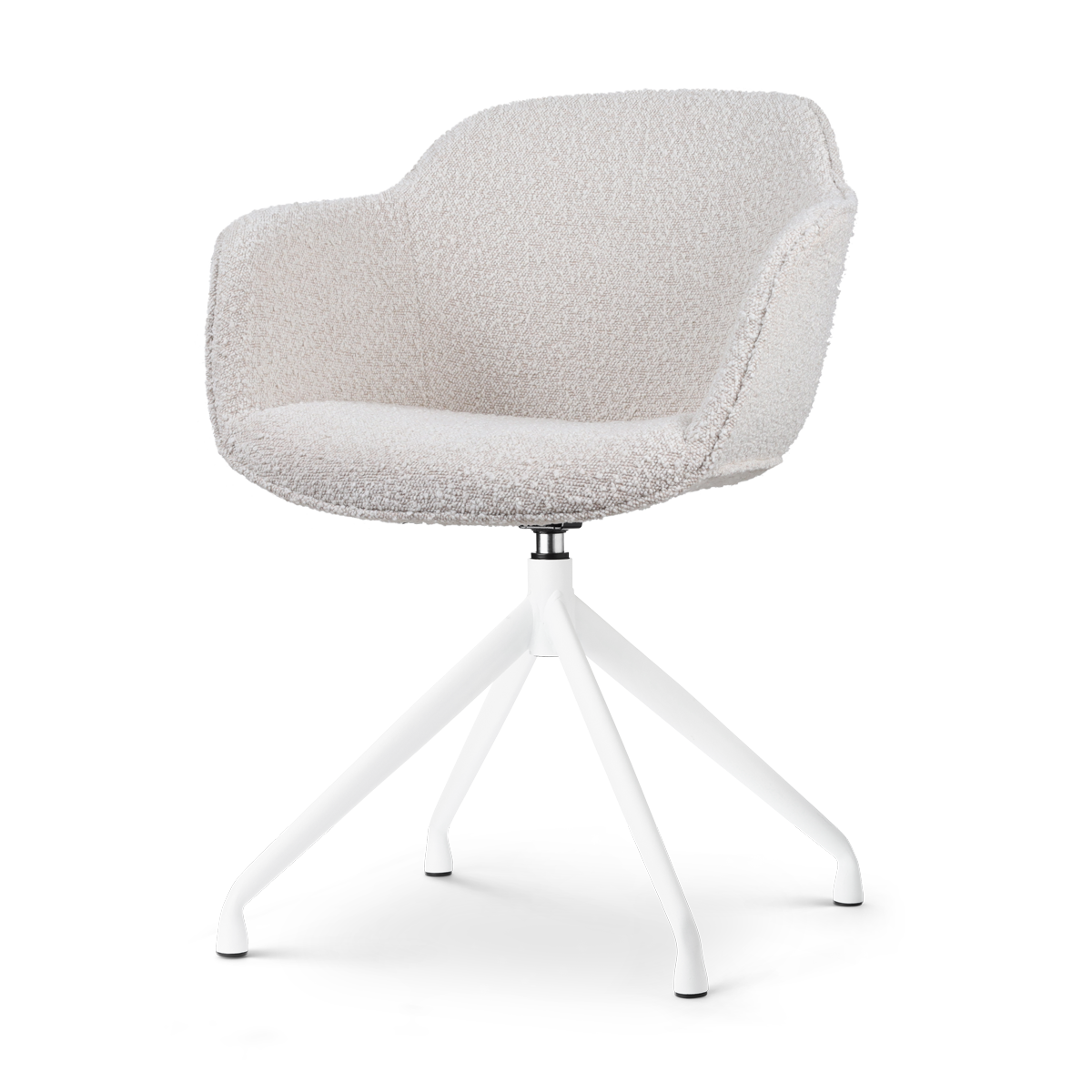 Nolon Nola-Mare Draaibare Eetkamerstoel Bouclé Beige - Witte Poten