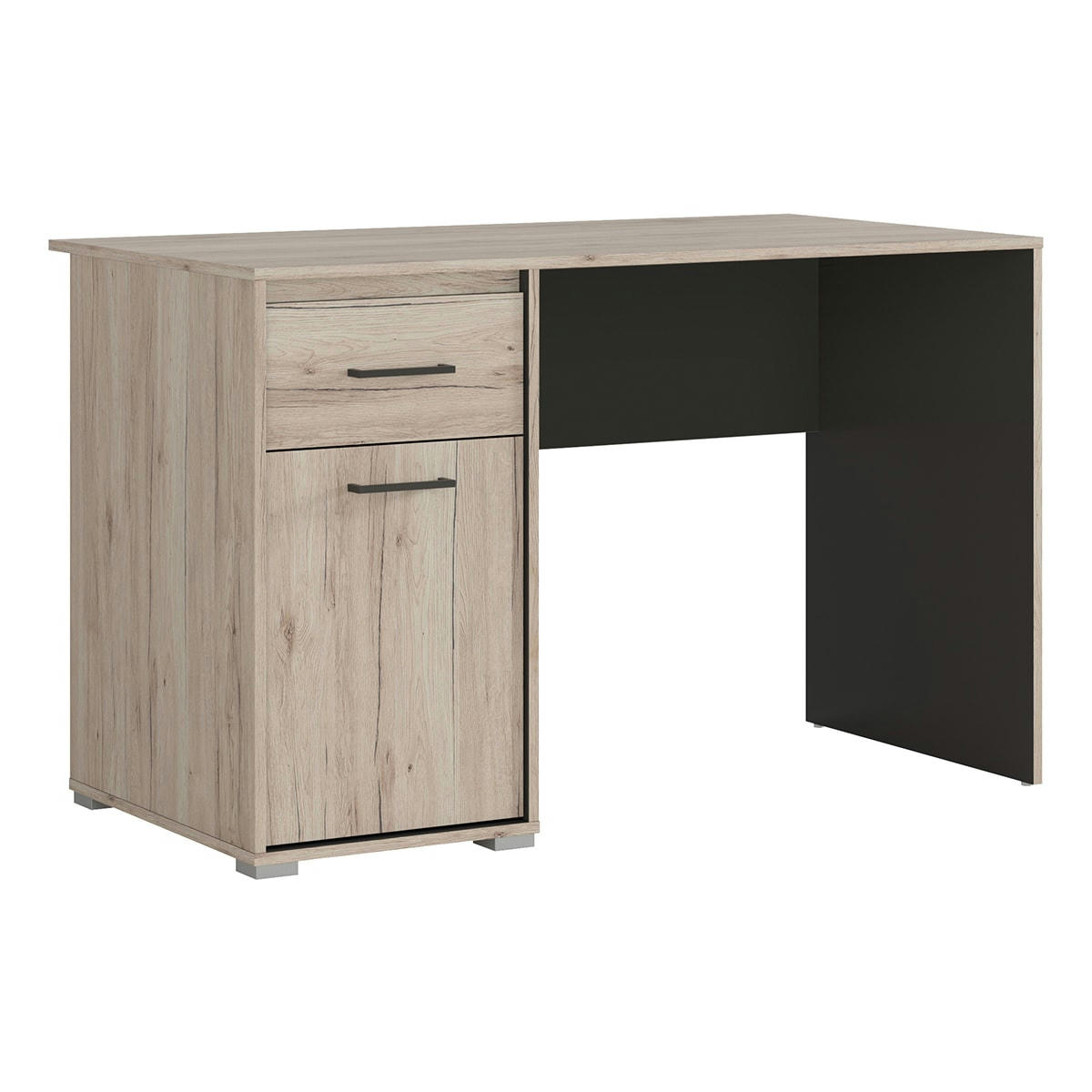 - Bureau 1 porte 1 tiroir stratifiés naturel et gris