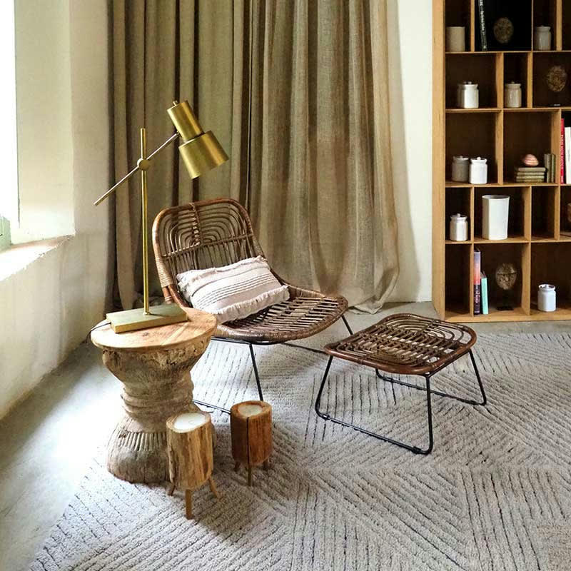 FIELDS - Tapis lavable en laine brune 170x240