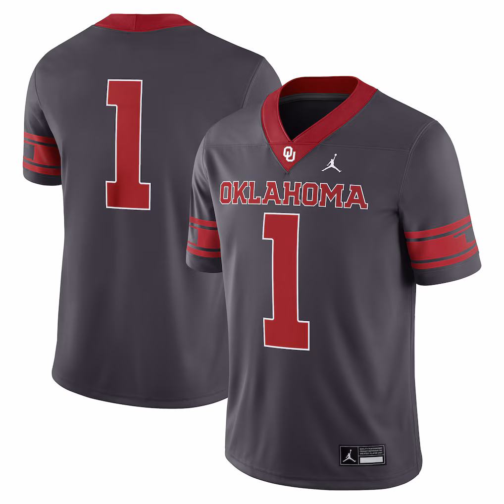 #1 Oklahoma Sooners Jordan Brand Alternate Game Jersey - Anthracite