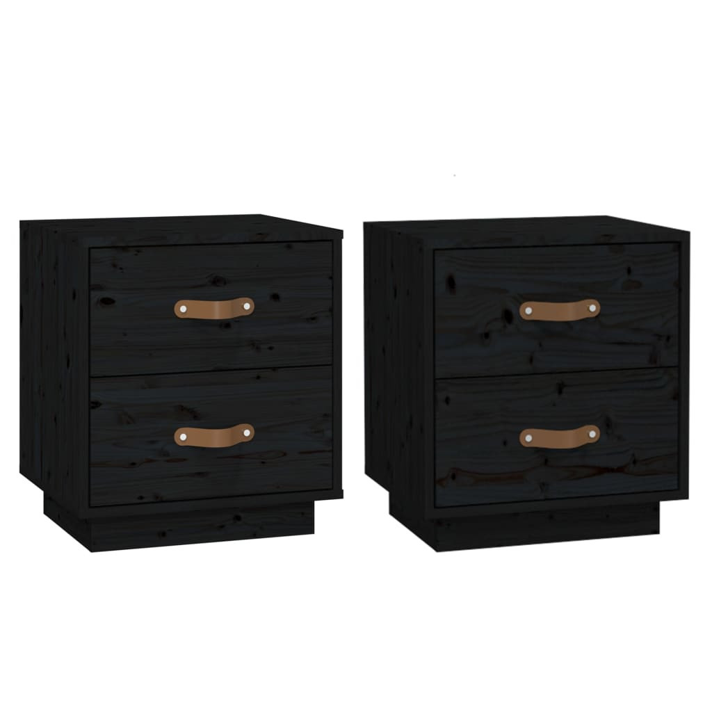 2x Szafka Nocna Stolik Komoda Czarna z Szufladą Do Sypialni 40x34x45 cm