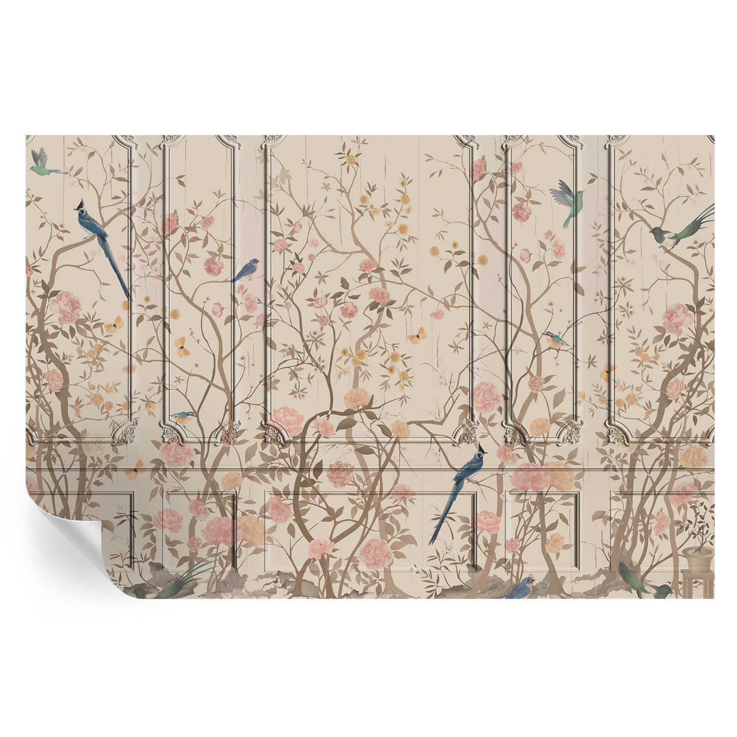 Samoprzylepna tapeta Ptaki i kwiaty 104x70 Wallfluent