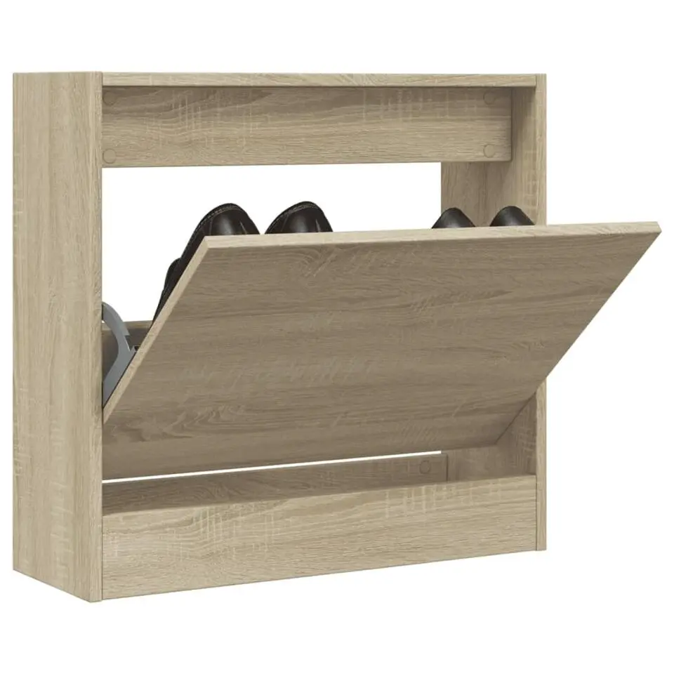 vidaXL - Schoenenkast 2 paar met 1 klep - Sonoma eiken - Hout - 60x21x57 cm