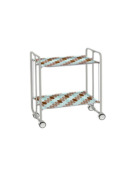 Desserte pliante BAUHAUS avec roulettes, Structure grise, 2 niveaux, 4 positions