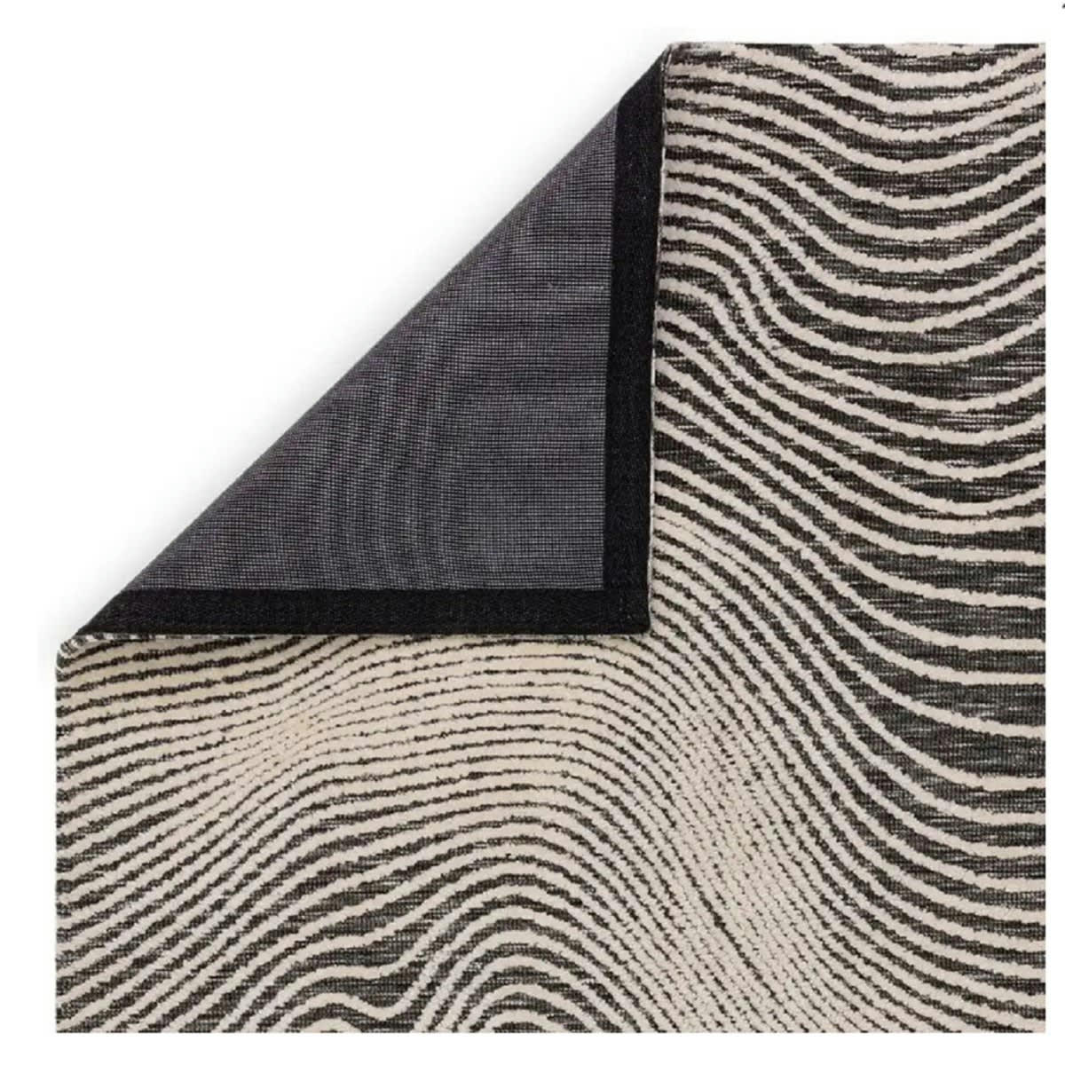 MASSY - Tapis de salon en polyester noir 160x230 cm