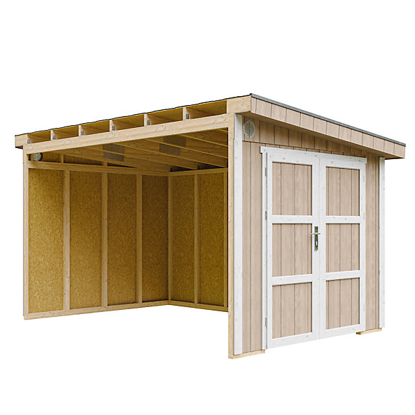 Abri de Jardin Qualité Premium 8,68 m² - H231x248x412 cm - Sans plancher eparoi latérale - M939B-TERRA BROWN - Timbela