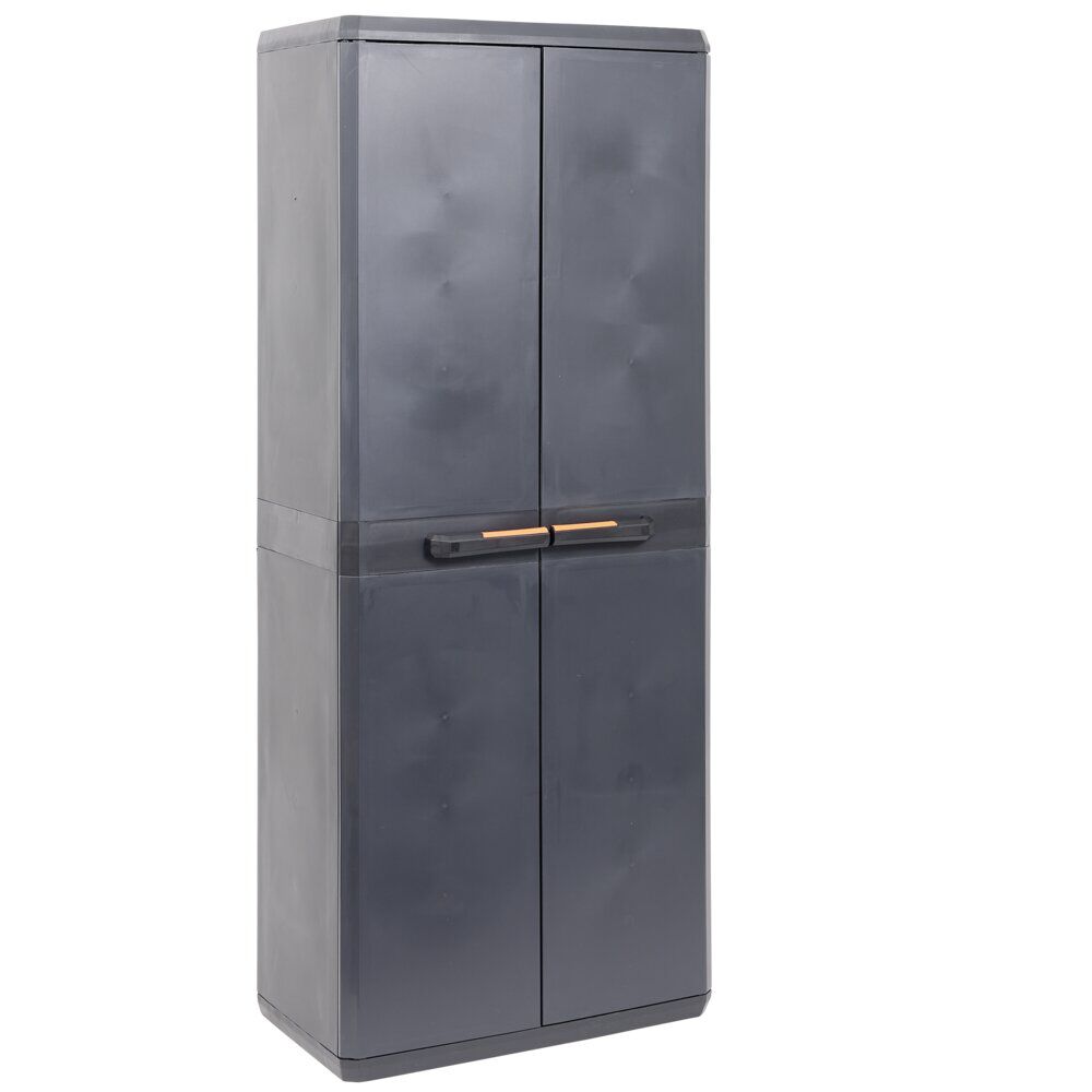 Armoire haute de garage plastique noire 3 tablettes 68x39xH166cm