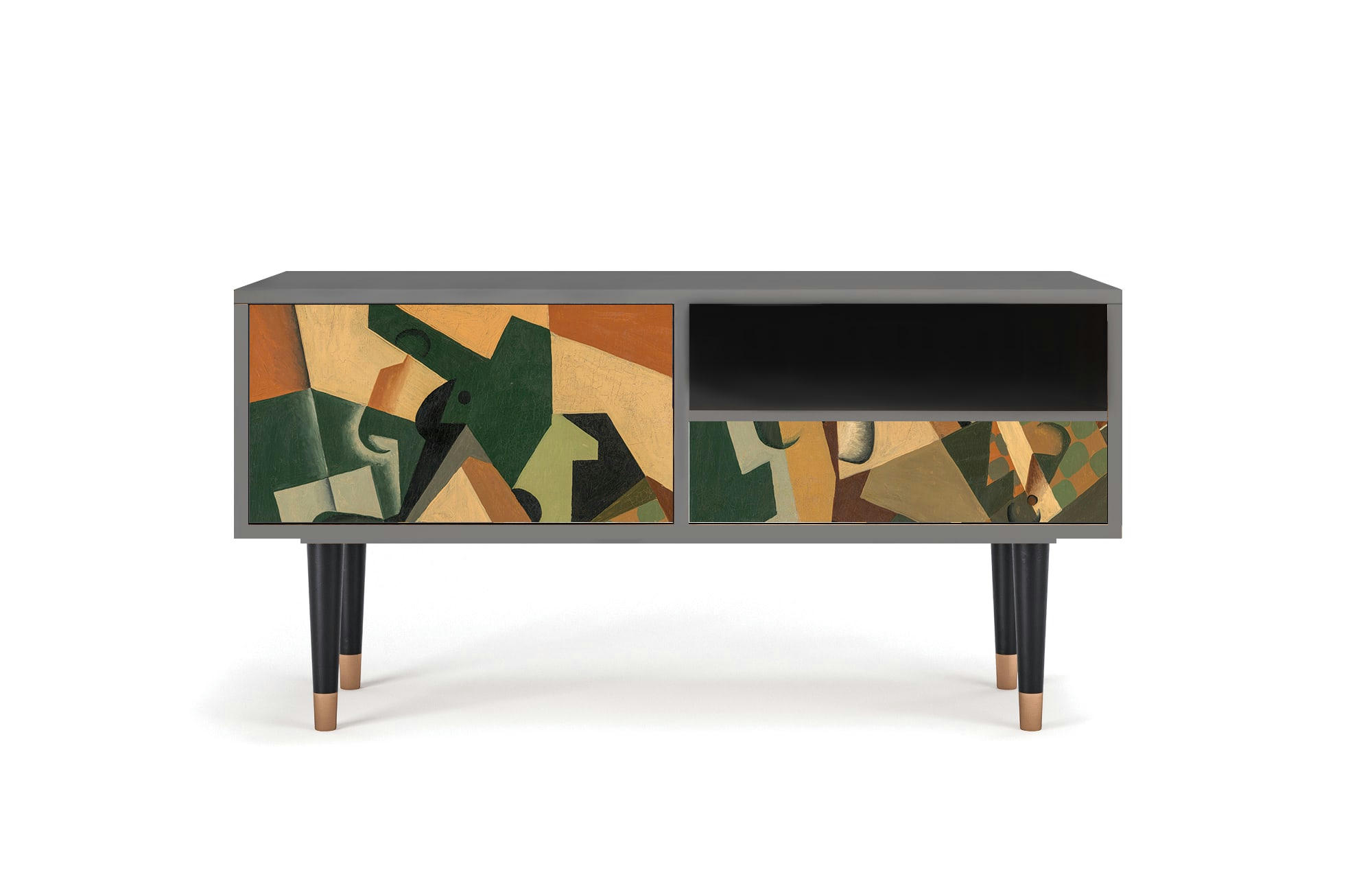 GLASS AND CHECKERBOARD BY JUAN GRIS - Meuble TV  multicolore 1 tiroir et 1 porte L 115 cm