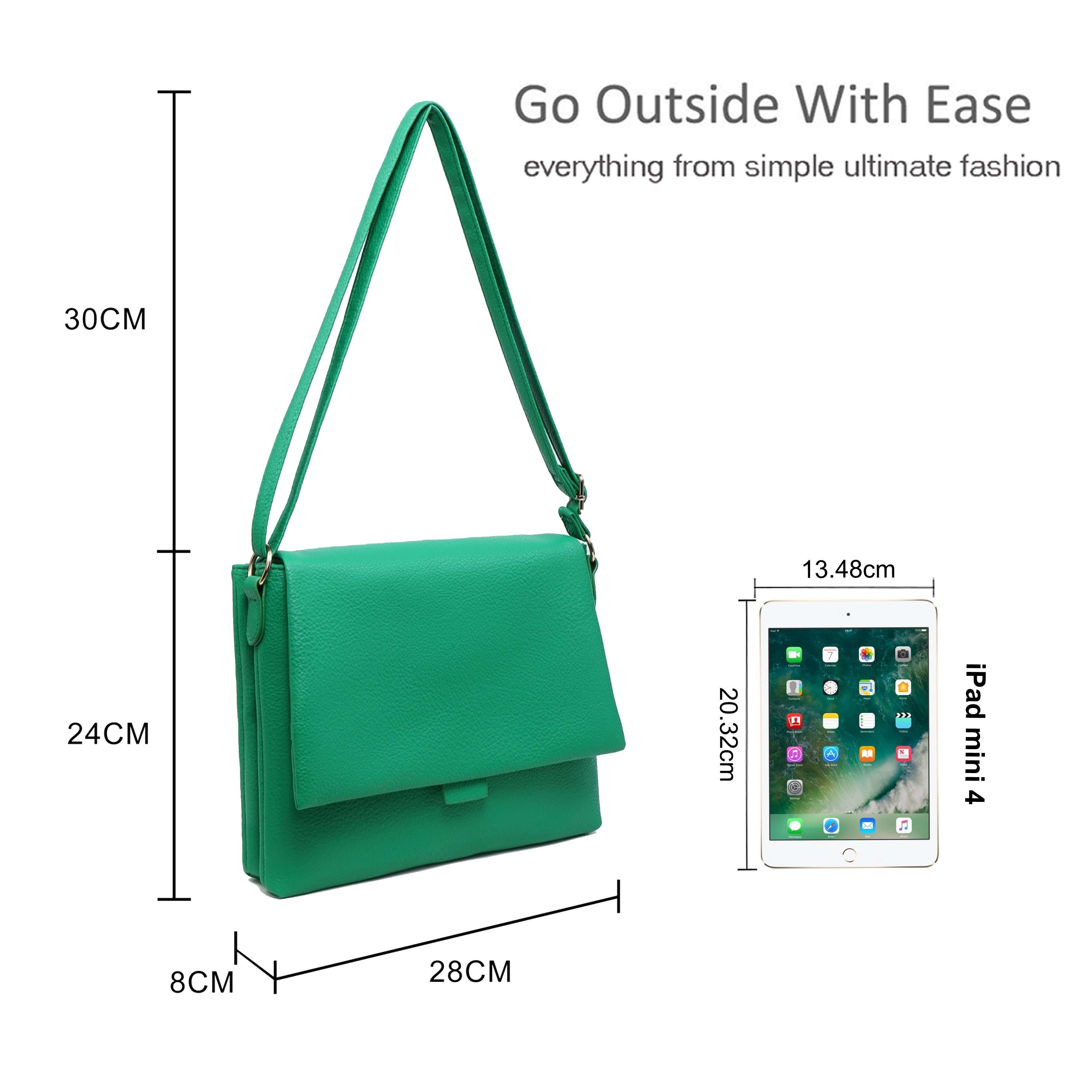 Kitise Doube Compartments Flap Design PU Leather Crossbody Shoulder Bag