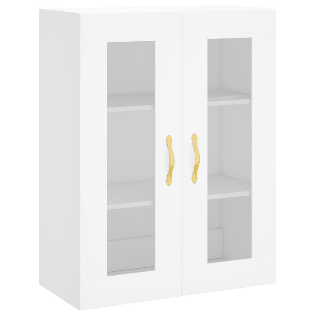 Szafka Biała z Drzwiami Szklanymi 69.5x34x90 cm do Salonu Pokoju