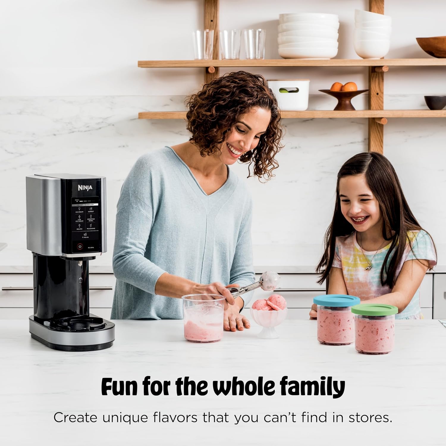 Ninja CREAMi | Ice Cream Maker Bundle | Includes (4)16 oz. Tubs for Gelato, Mix-ins, Milkshakes, Sorbet, Smoothie Bowls & More| 7 One-Touch Programs| Compact Size| Perfect for Kids | Silver