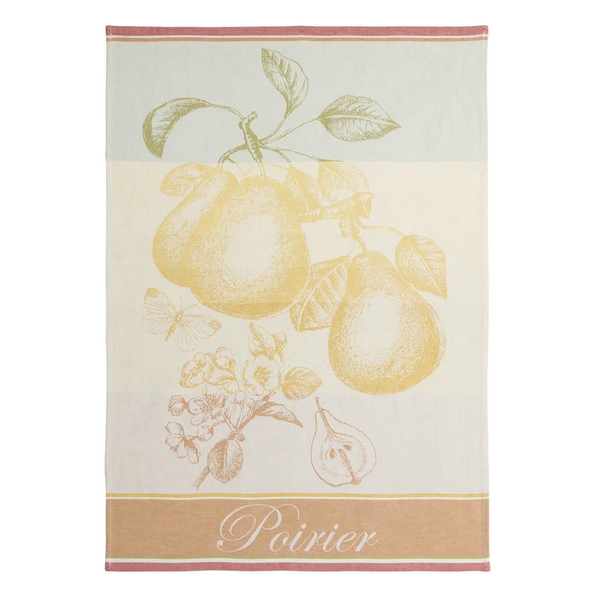 POIRIER - Torchon en jacquard de coton jaune 50x75