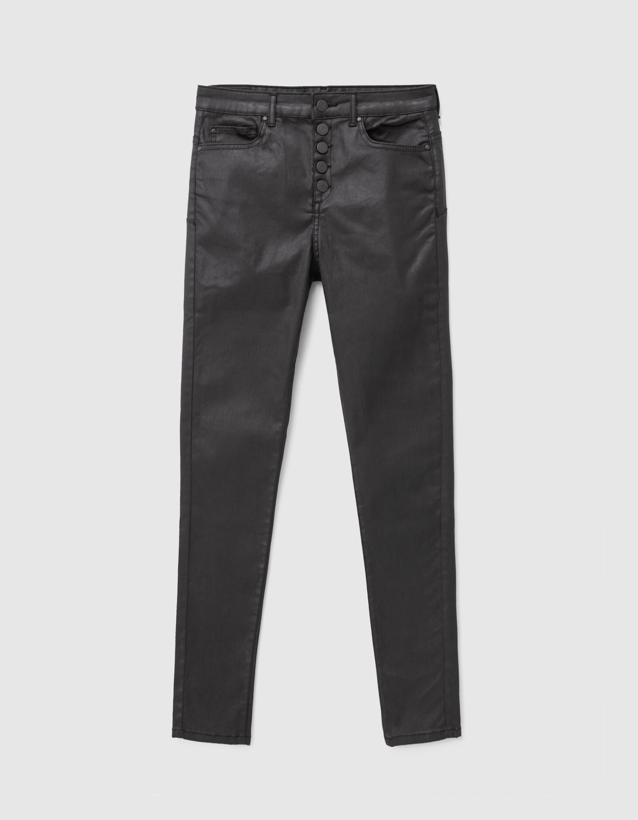 Jean noir cropped boutons apparents powerstretch Femme