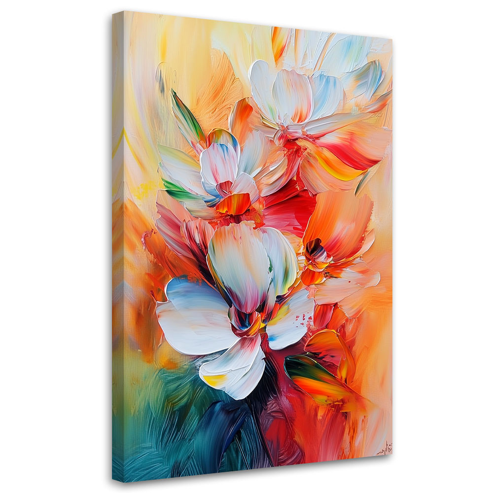 Feeby Obraz do salonu, Kolorowe Kwiaty Imitacja Farby Olejnej 40x60