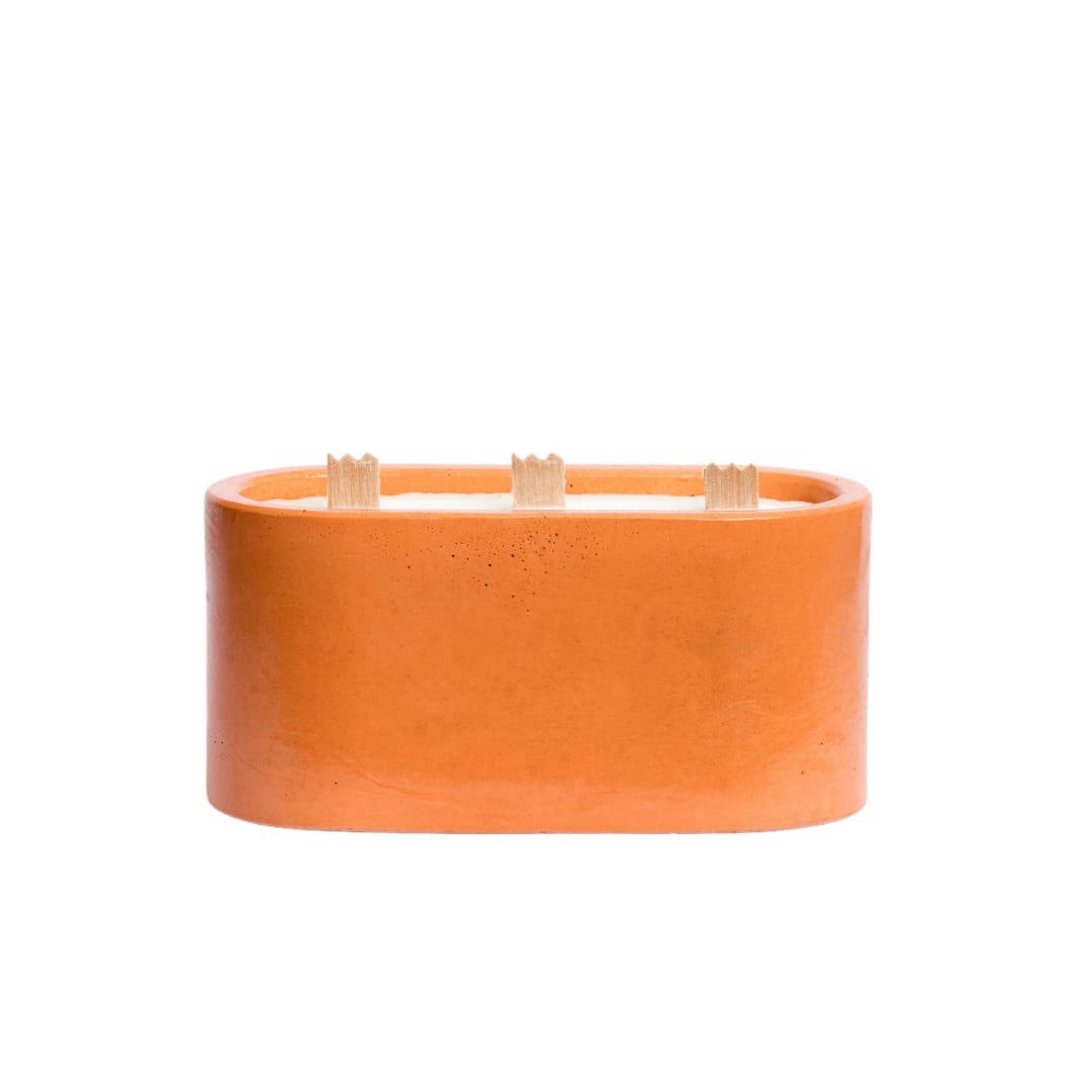 BOUGIES XXL -BÉTON UNI - Bougie xxl en béton orange parfum fleur d'oranger