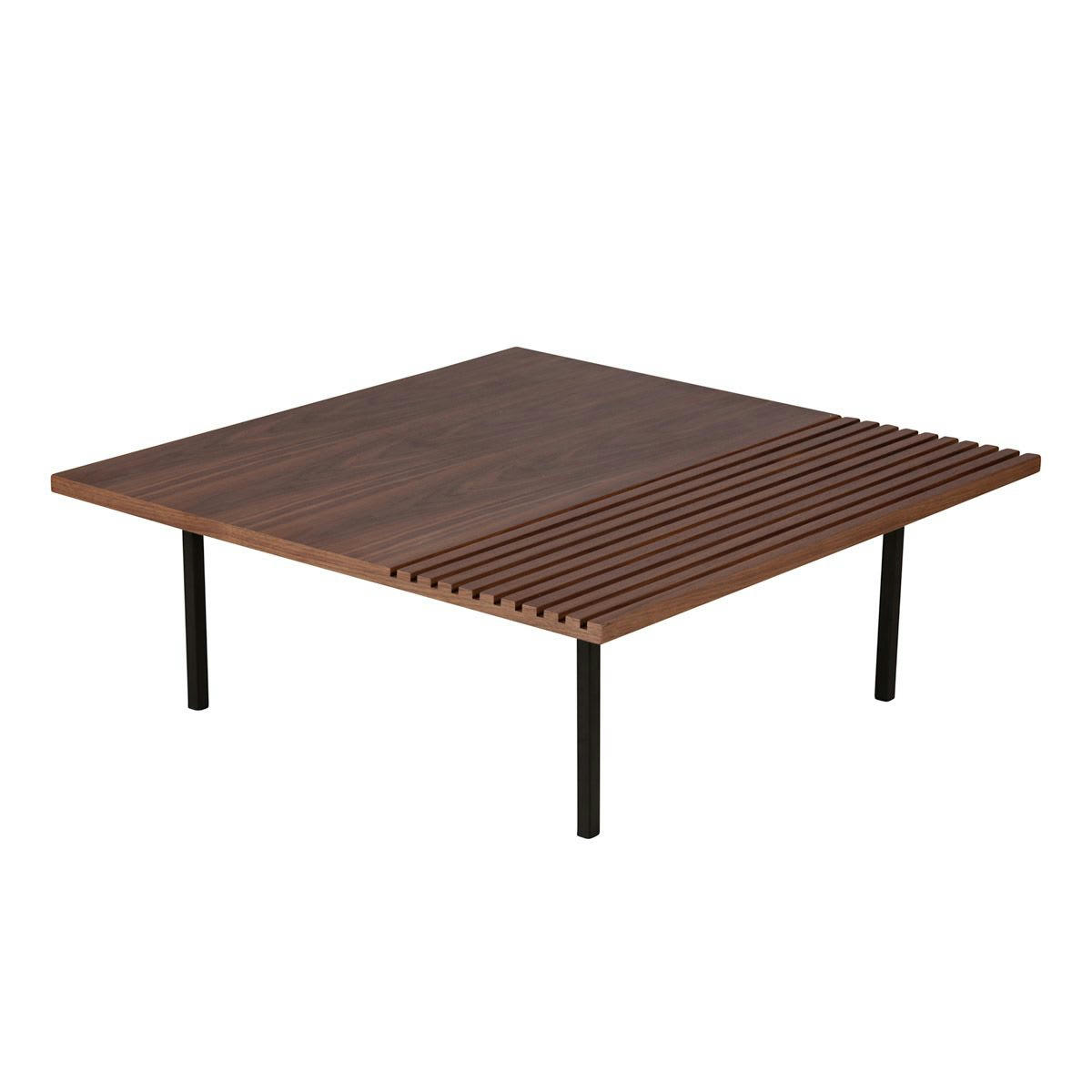 NUANCE - Table basse moderne design art déco placage noyer 85 cm carrée