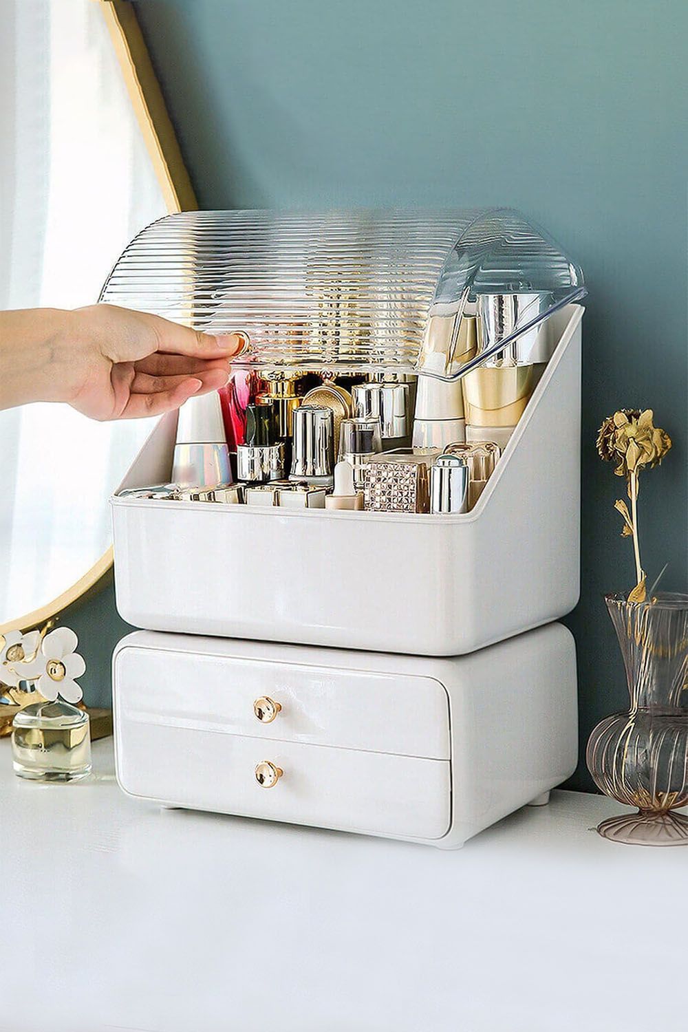 Living and Home Cosmetic Organizer Storage Box Makeup Storage Dustproof & Waterproof For Home Dormitory