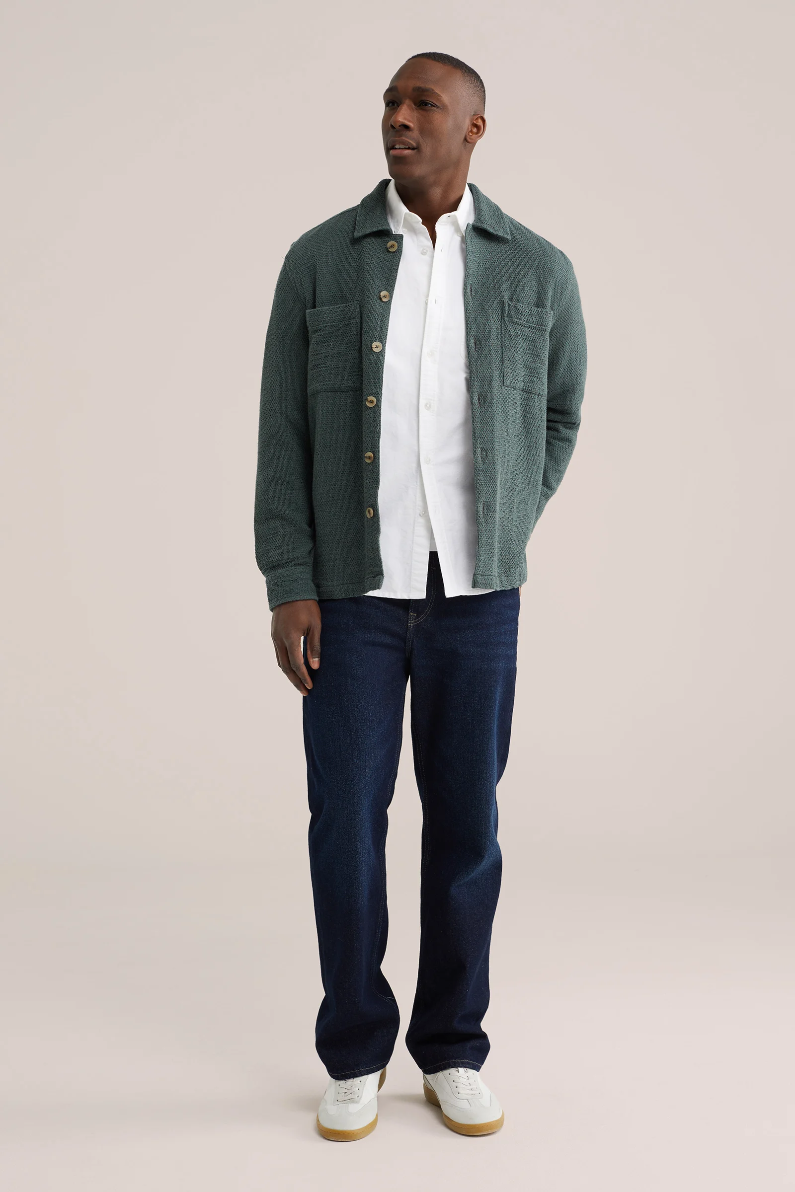 Heren regular fit overshirt met structuur