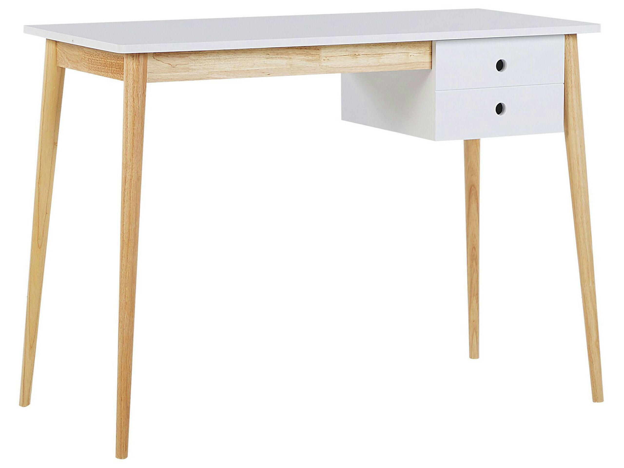 EBEME - Bureau effet bois clair blanc 106 x 48 cm avec 1 tiroir