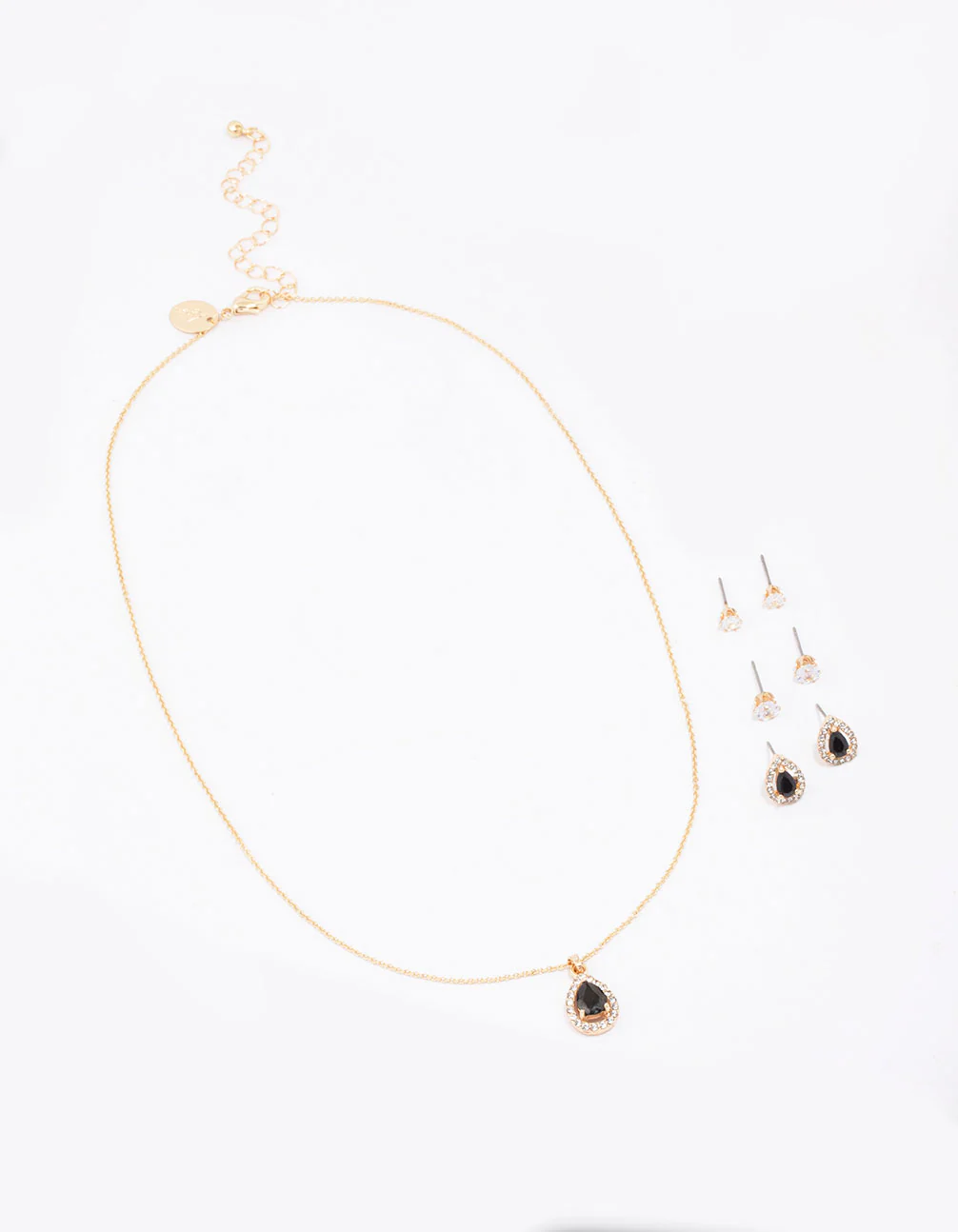 Gold Multi Pear Diamante Jewellery Set