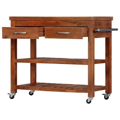 NNEVL Kitchen Trolley 100x48x89 cm Solid Acacia Wood