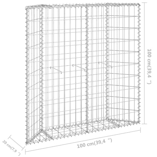 NNEVL Trapezium Gabion Raised Bed Galvanised Steel 100x20x100 cm