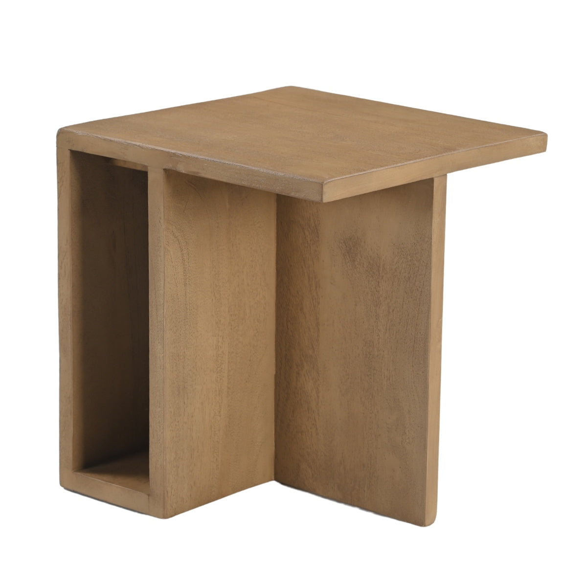 Giga Meubel Bijzettafel Onni Vierkant - Naturel Hout - 42x42x45cm