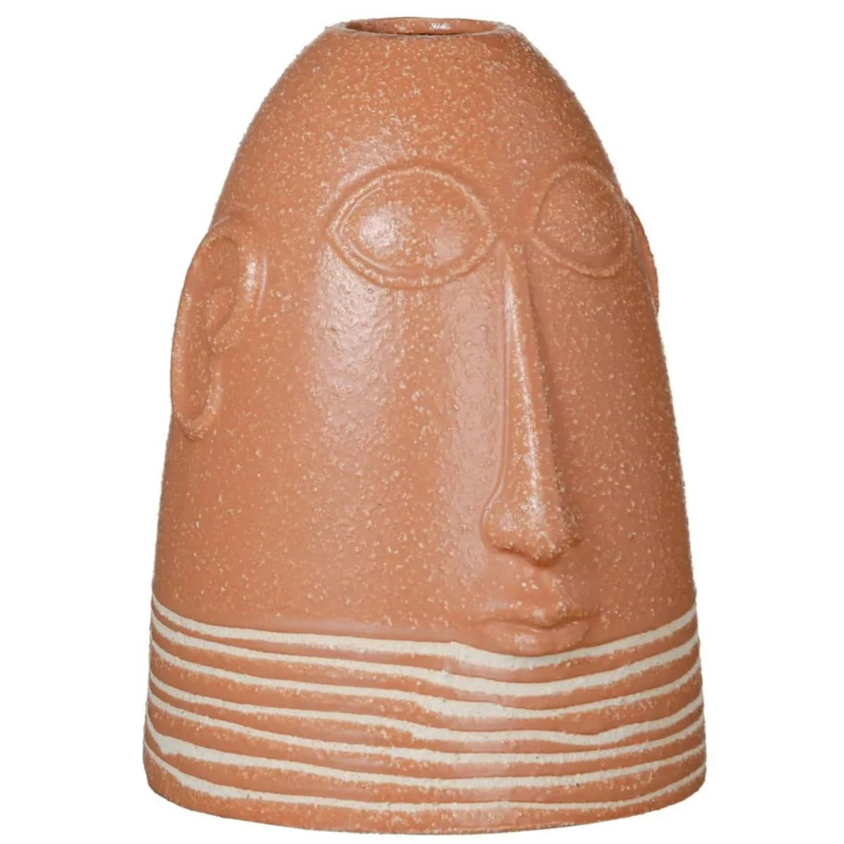 - Vase Visage en céramique ocre orange