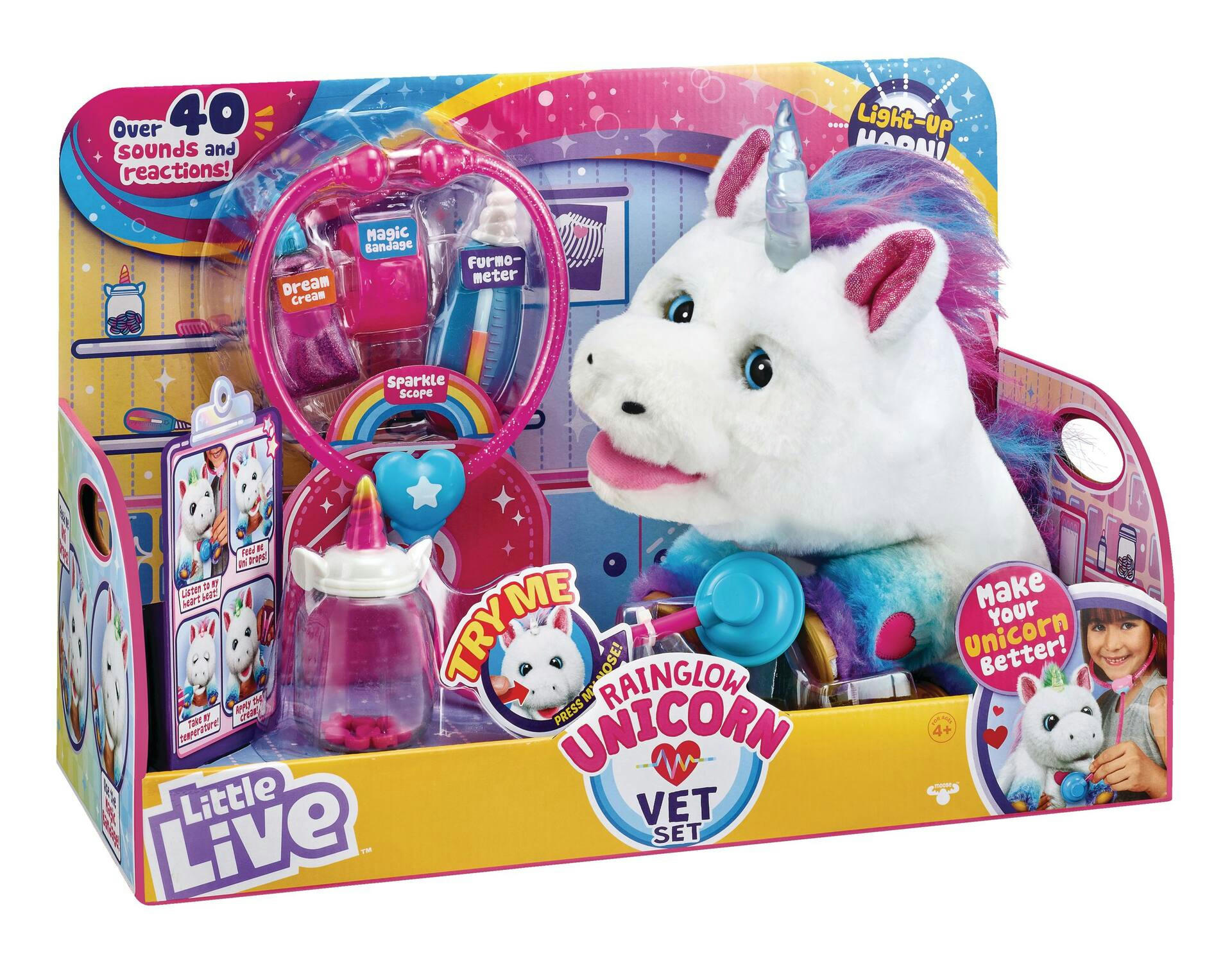 Little Live Rainbow Unicorn Vet Set Interactive Musical Toy For Kids, Ages 4+