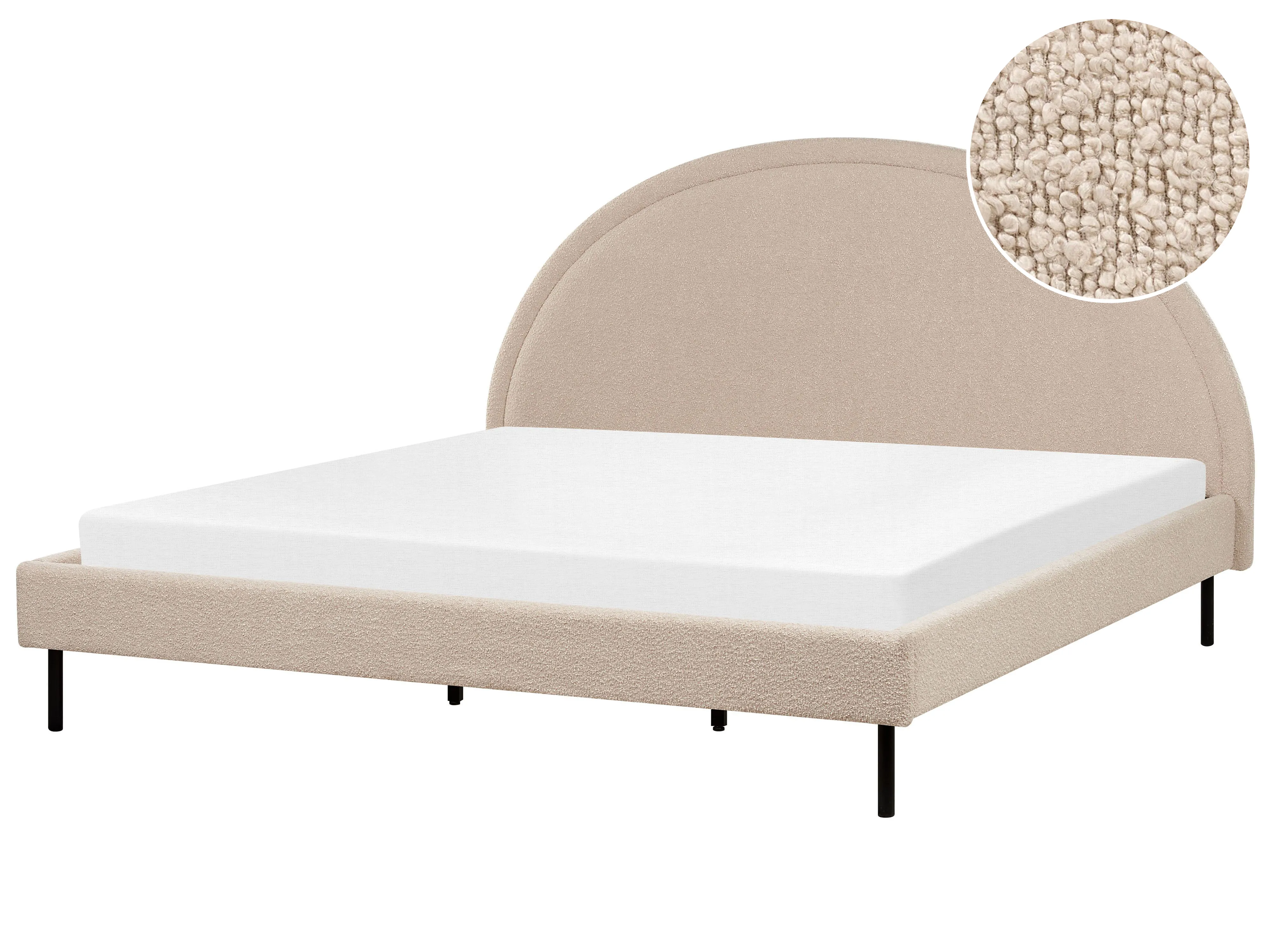 Bed Boucle MARGUT 160 x 200 cm (EU King Size) Beige