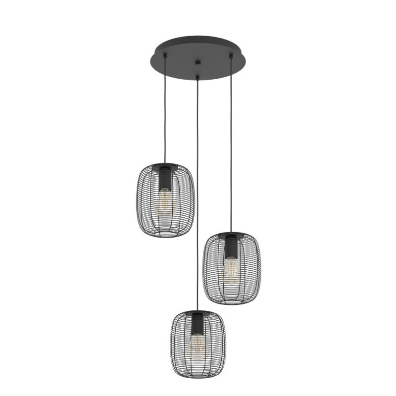 Suspension Derwen noire Ø 40 cm E27 3 x 40 W EGLO