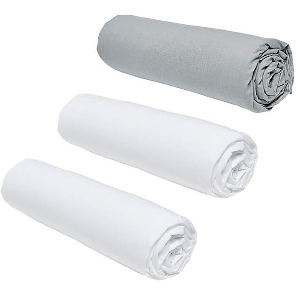 Lot de 3 draps housses TODAY Essential - 140 x 190 cm - 2 personnes - 100% Coton - Craie/ Acier