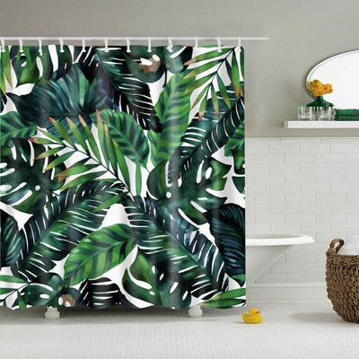 Natural Pattern Pineapple/ Flower / Leaf Polyester Shower Curtains Washable High Quality Colorful curtains for bathroom shower