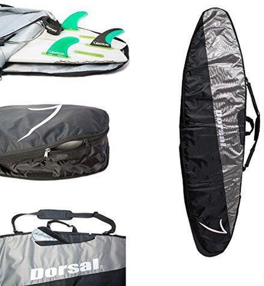 DORSAL Travel Shortboard and Longboard Surfboard Board Day Bag Cover Black/Grey Nylon 5'7