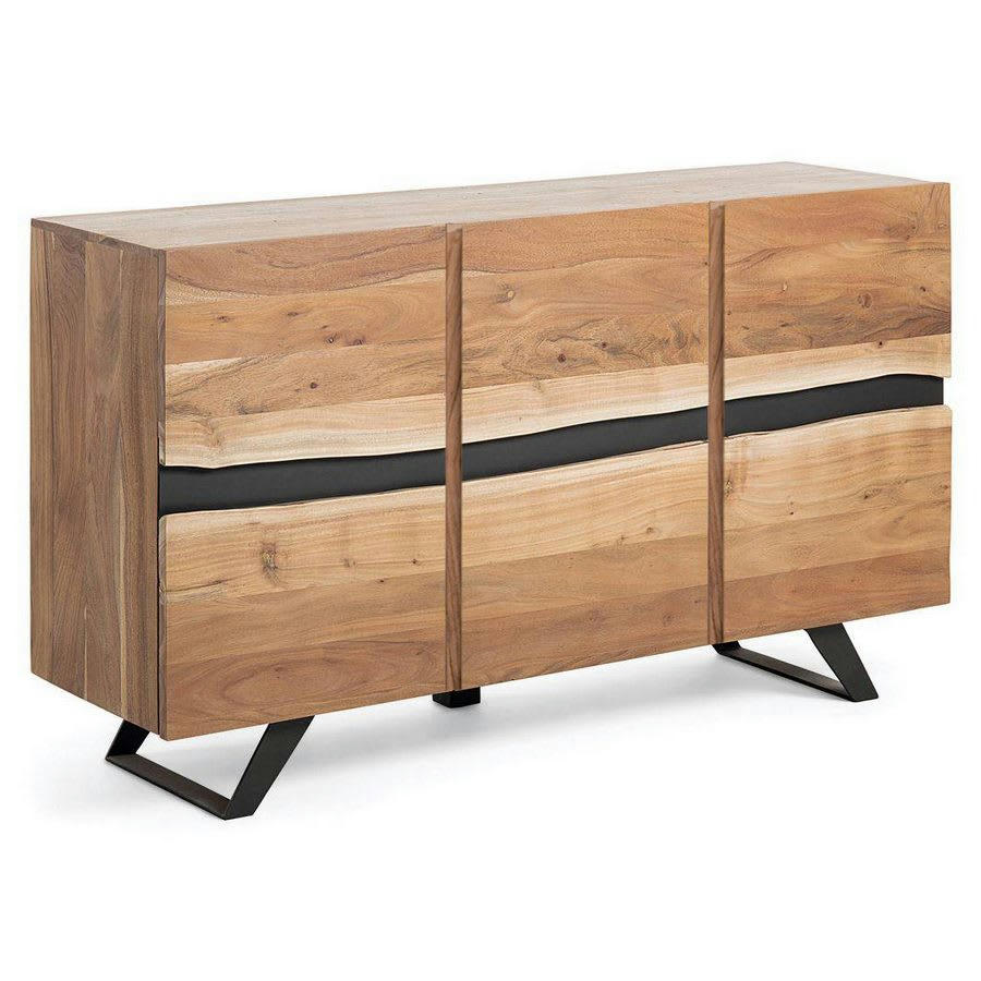 ACHILLE - Buffet 3 portes en bois de manguier finition métal