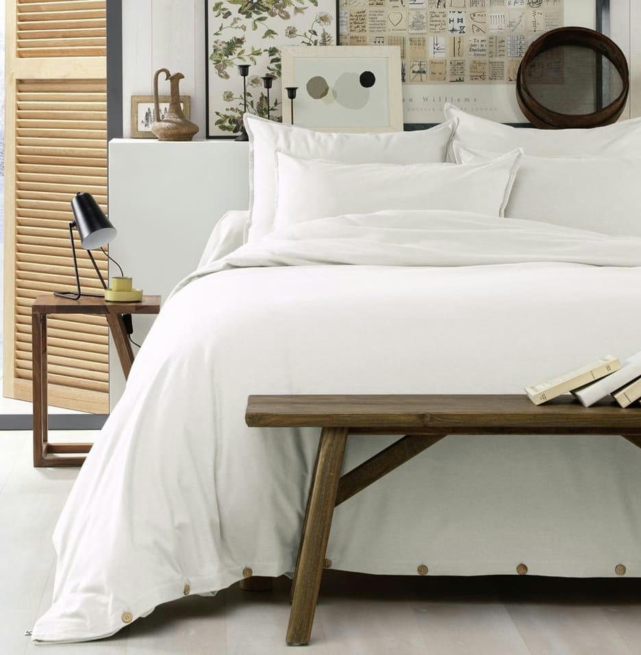 BLANC - Housse de couette flanelle blanc 220x240 cm