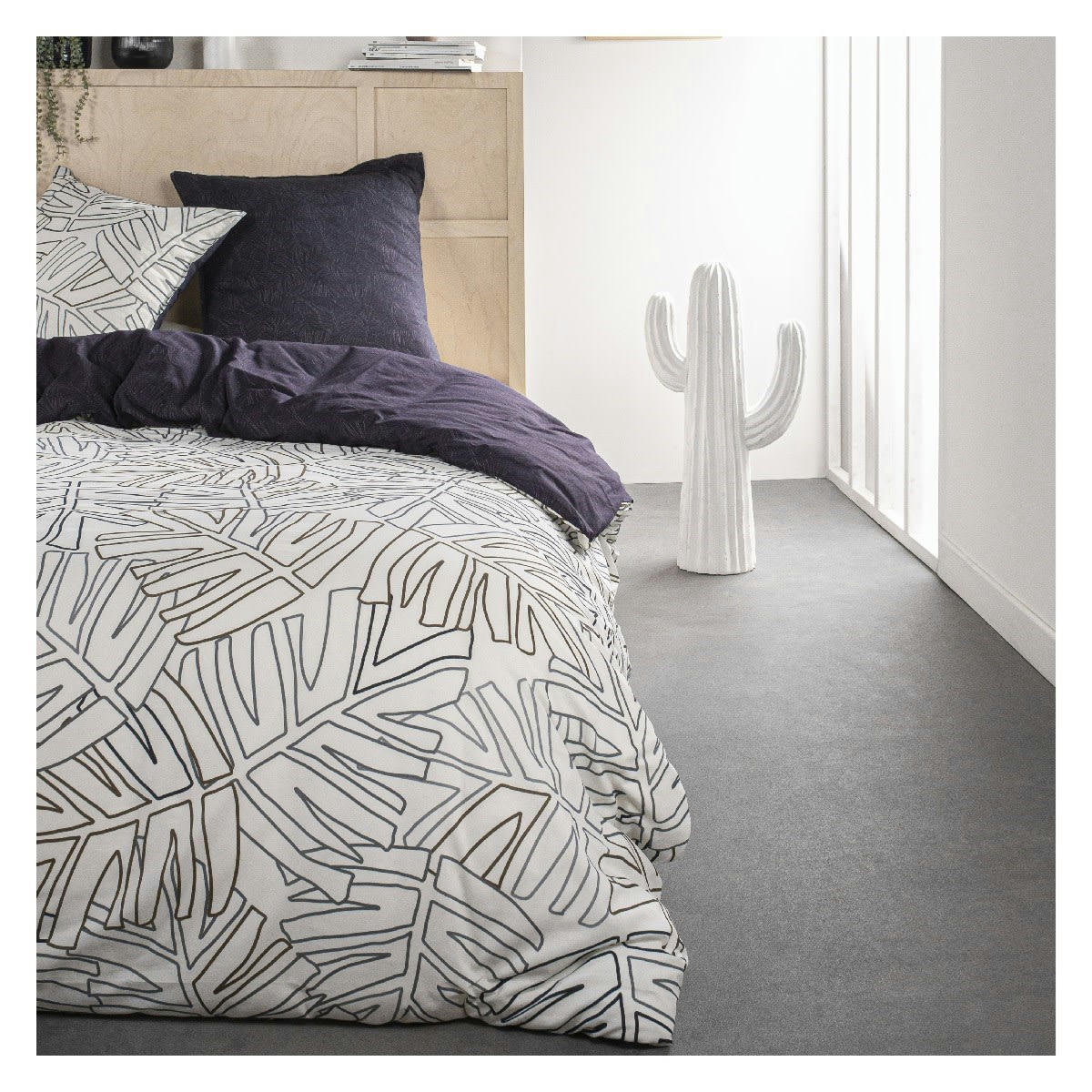 SUNSHINE - Parure de lit 2 personnes imprimé jungle en Coton Blanc 220x240 cm