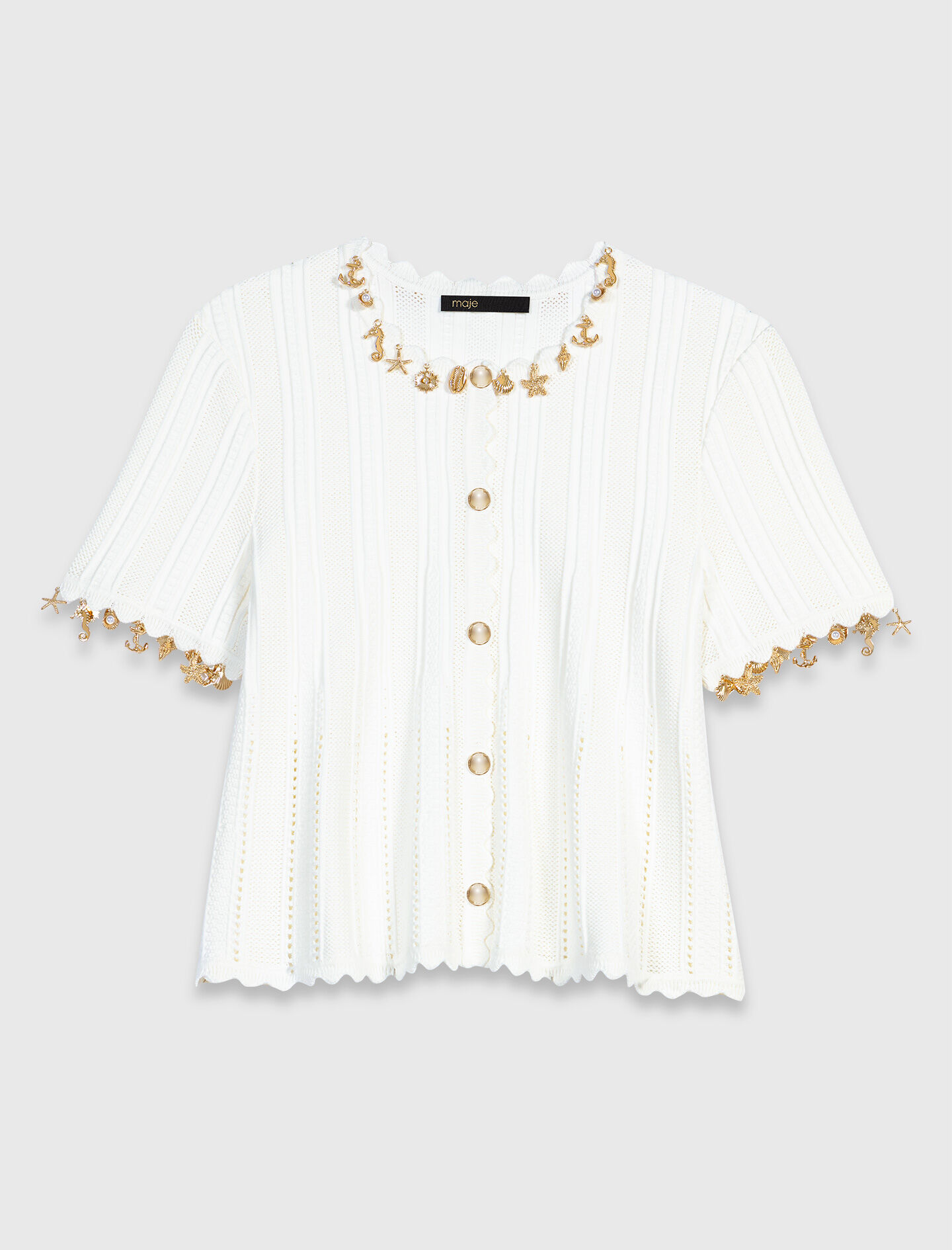 Cardigan avec bijoux dorés