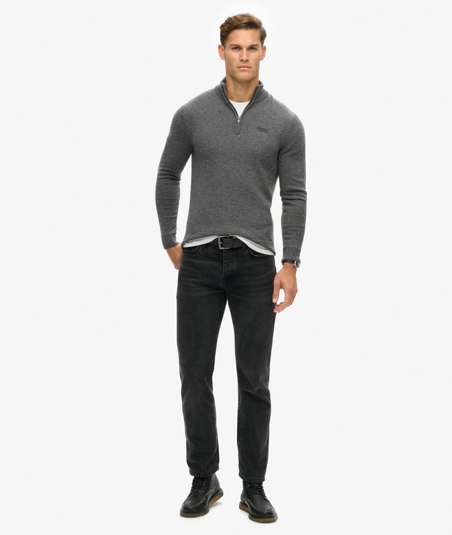 Essential Embroidered Knitted Half Zip Jumper
